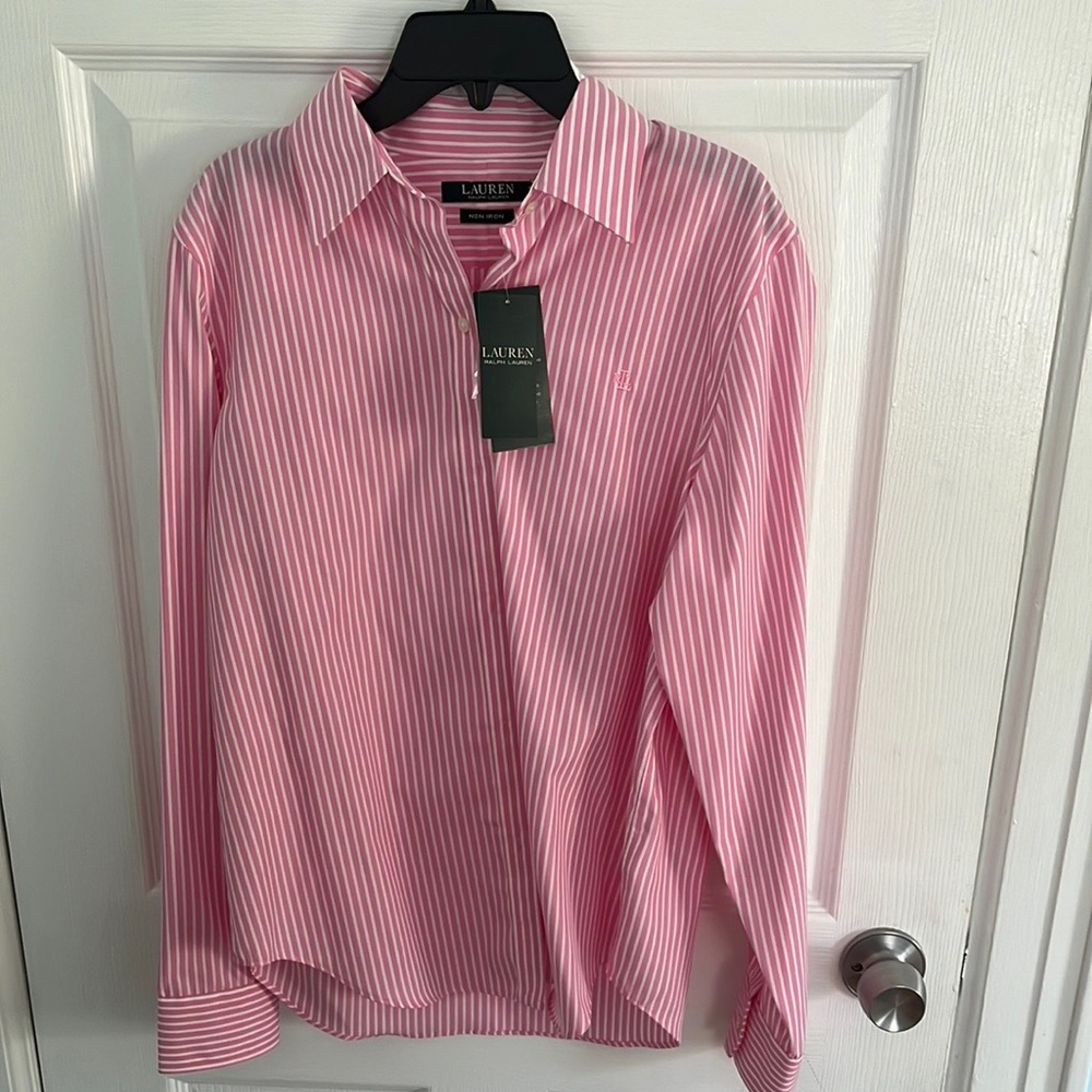 Lauren Ralph Lauren Pink Striped Dress Shirt